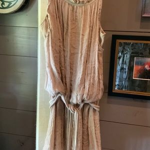 Dressy drop waist top with rope type belt